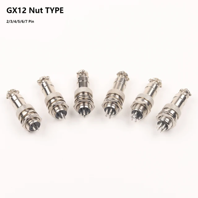 1 Set GX12 Nut type Male ; Female Electric Wire Panel Connector 2/3/4/5/6/7 Pin 12mm Circular Power Aviation Socket ; Plug