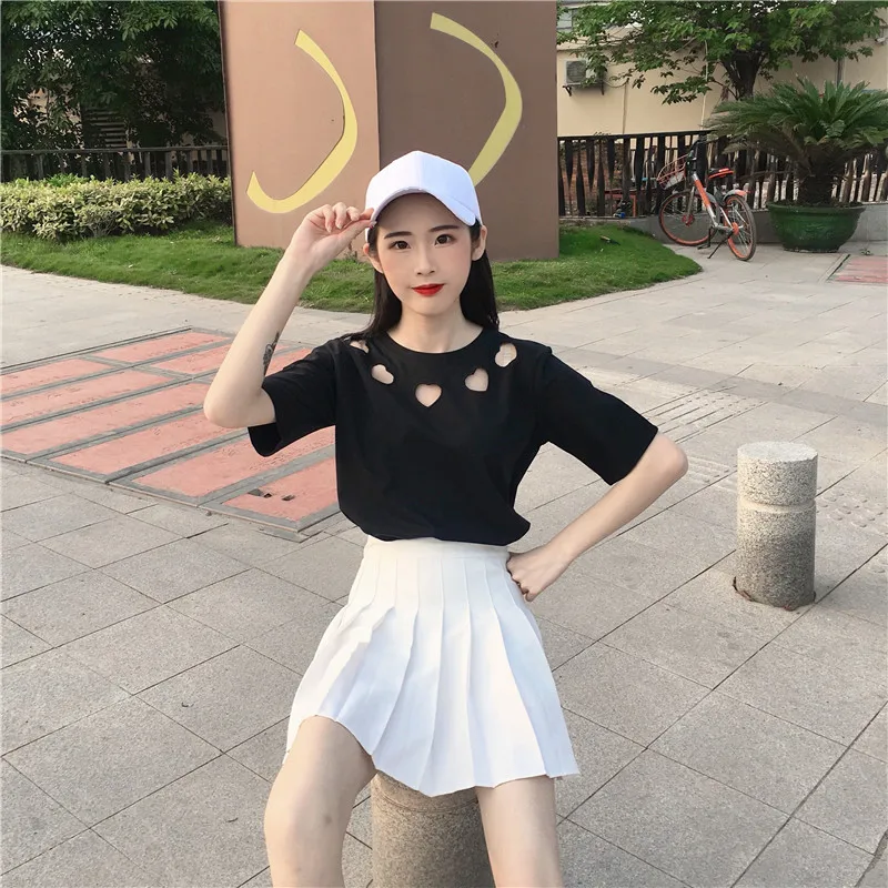 Новинка, летние женские топы с вышивкой в духе колледжа, Harajuku, хлопковая свободная футболка с круглым вырезом и коротким рукавом, 2668