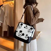 Disney pu+canves shoulder bag Mickey mouse lady messenger shoulder cartoon bag female new casual messenger shoulder bag