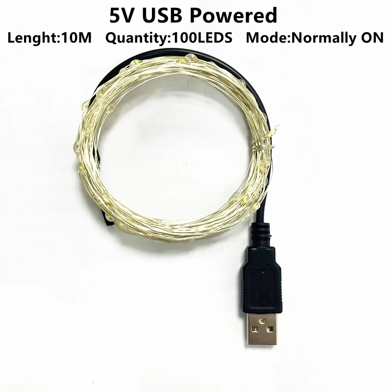 thumbnail image 1 of 1-10M LED String Lights Copper Wire Fairy Lights Night Light For Christmas Garland Room Bedroom Indoor Wedding Decoration Lamp, 1 of 5