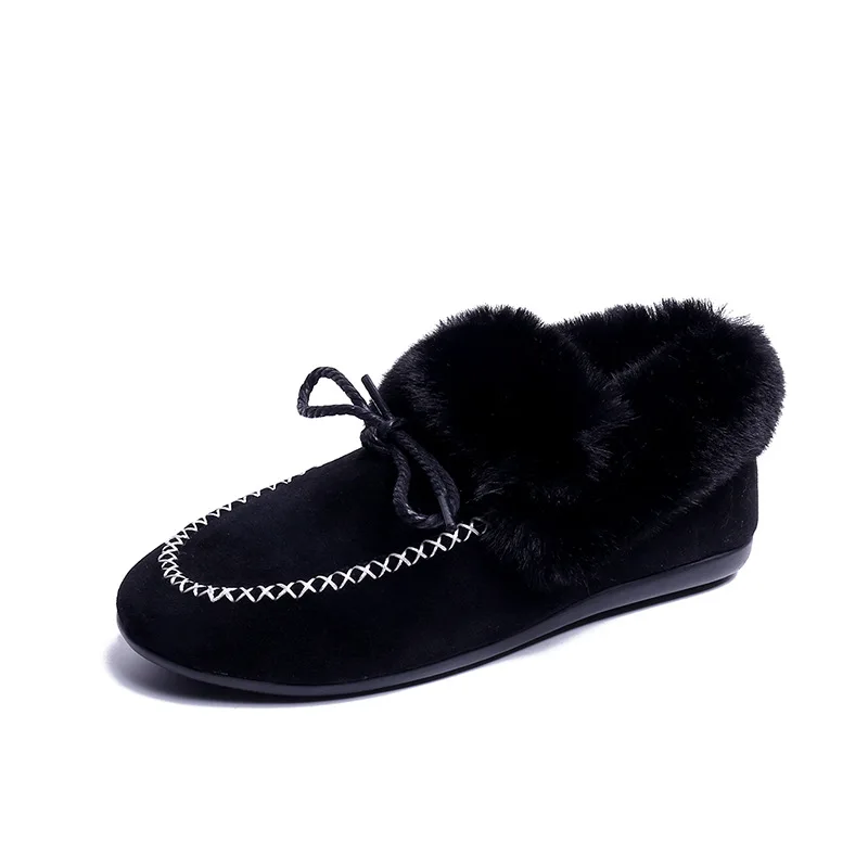 

Womens Fur Loafers Women Winter plataform Shoes Womens Flats Comfortable Nonslip Warm Velvet Flats Women Pregnant Cotton Shoes