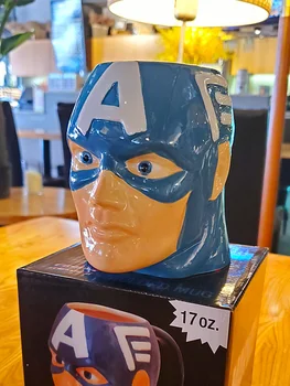 

THINKEASY 3D Super Hero Avenger Justice League Infinity Mugs With Spoon Pure Color Mugs Cup Kitchen Tool Gift