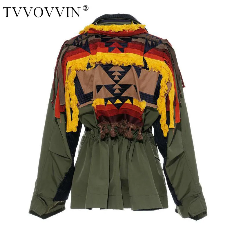 TVVOVVIN, Женская куртка, рукав, двубортный, Женское пальто, в полоску, с вышивкой, с кисточками, женская верхняя одежда, длинное пальто, 2019X337
