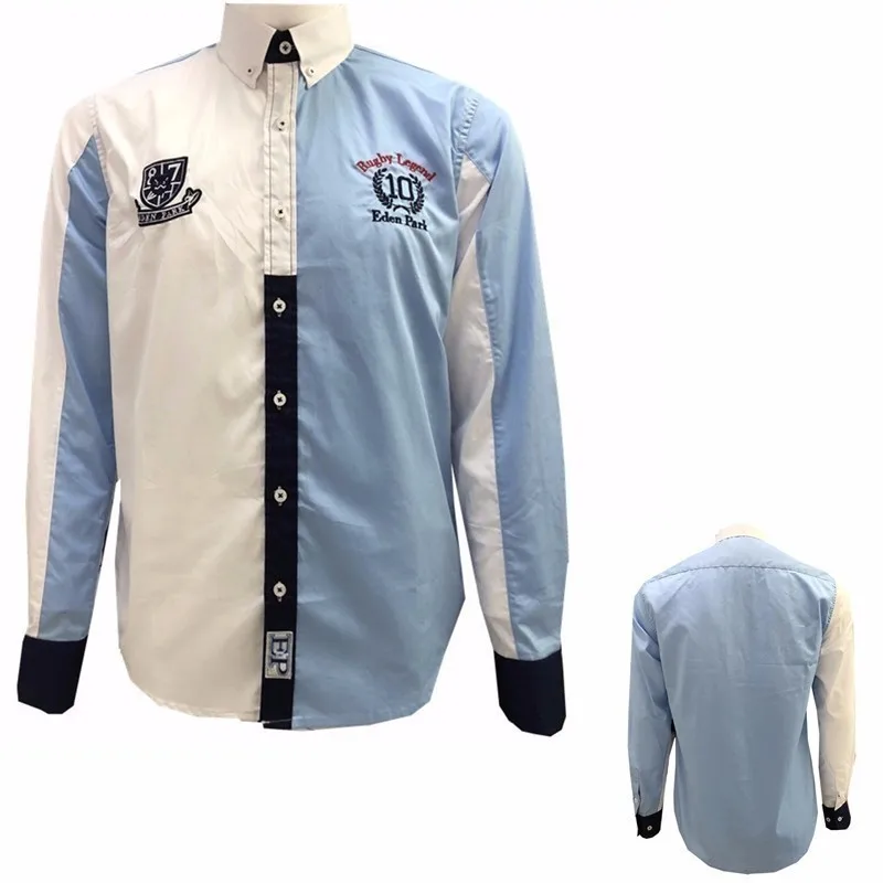 Высокое качество одежды faсonnable Элитный бренд Рубашка в полоску Для мужчин рубашки для мальчиков с длинным рукавом мода парка мужские хлопковые рубашки - Цвет: 127 Blue