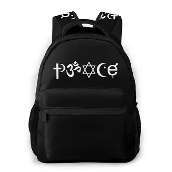 

Peace Design Based On Religious Symbols Backpack for Girls Boys Travel Rucksack Human Planet Printing