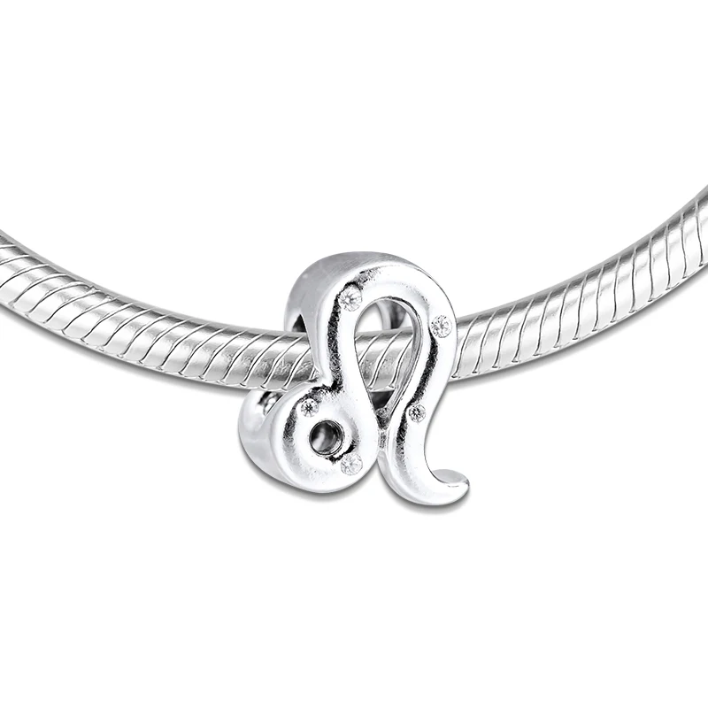 DIY Подходит для Pandora шармы браслеты сверкающие Leo Зодиак бусины 925 пробы-серебро-ювелирные изделия