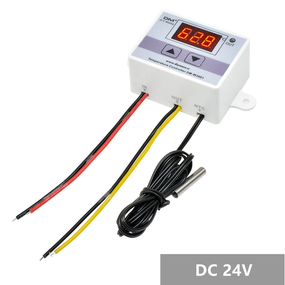 AC110V 220V W3001 XH-W3001 цифровой термостат для контроллер температуры для инкубатора DC 12V 24V терморегулятор тестер температуры - Цвет: W3001 DC 24V