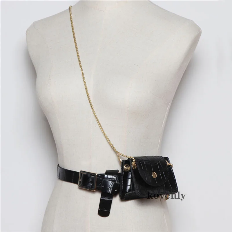 Vintage Waist Bag Lipstick Purse Bolsa Feminina Women Mini Crossbody Bag Pu leather Shoulder Bags Fashion Belt Bags For Women - Цвет: Black waist bag