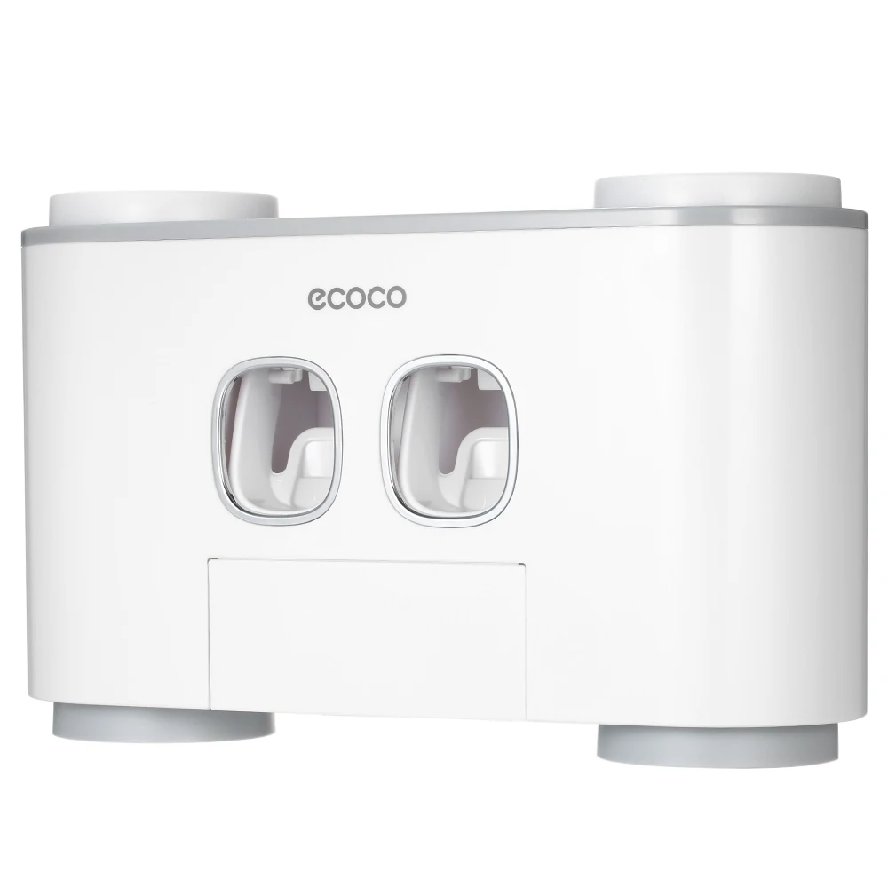 Ecoco стеллаж для хранения, новинка, настенный держатель для зубных щеток, ванная комната, стеллаж для хранения туалетных принадлежностей с 2 дозаторами для зубной пасты, 4 чашки
