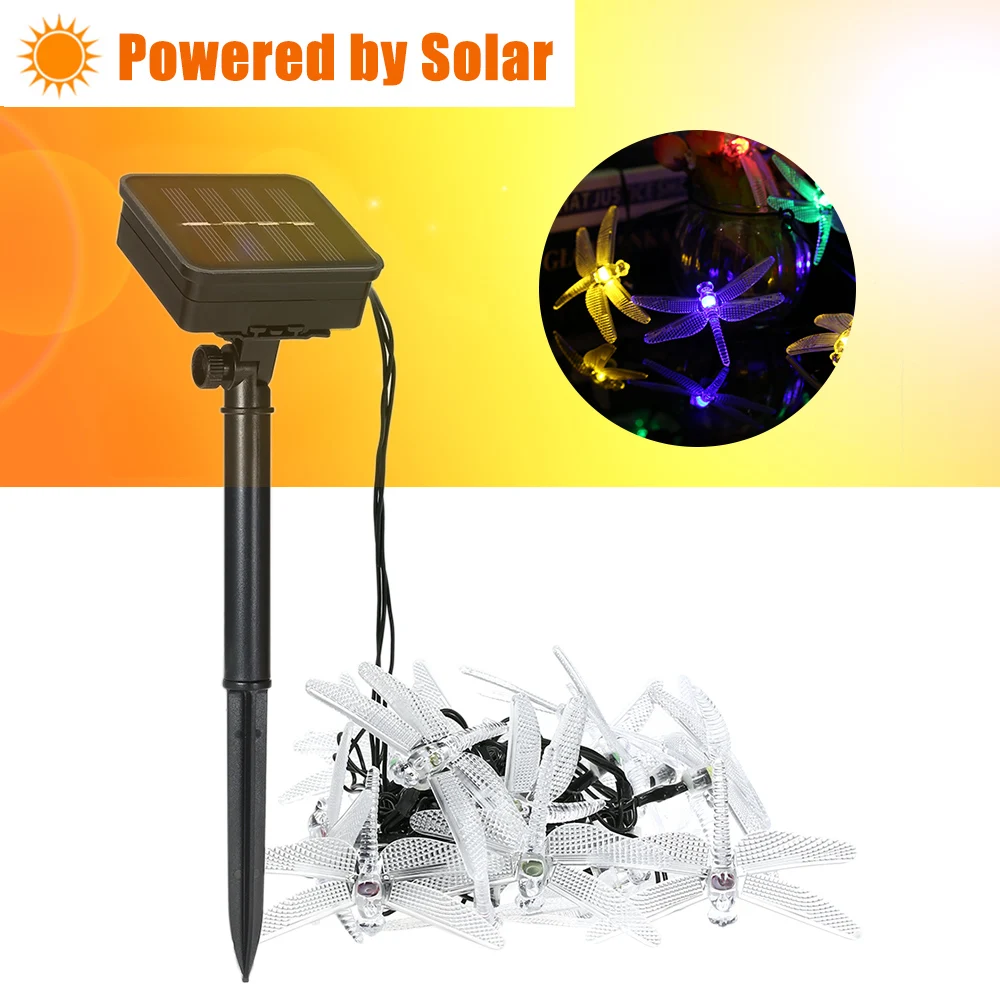 Solar String Lights 15.7ft 20 LED Rope Light Dragonfly 8 Modes Multicolor Lights for Party Home Festival solar garden light