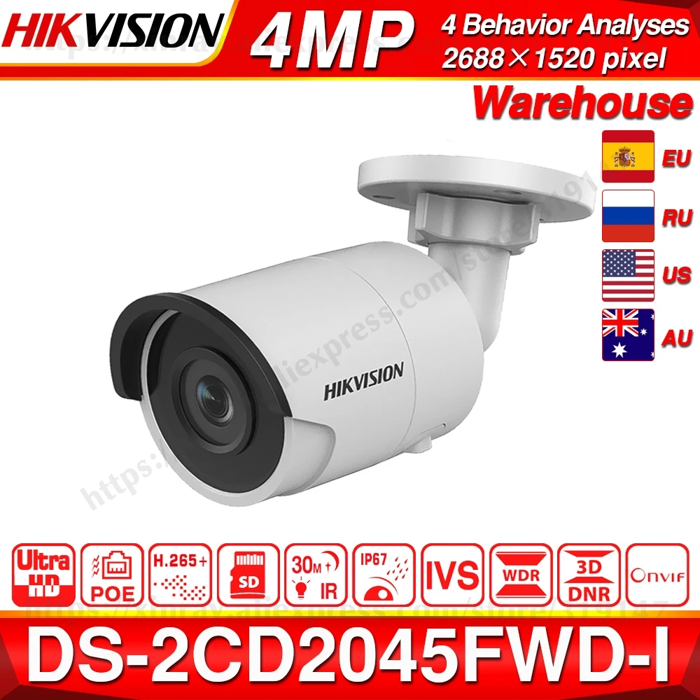  Hikvision DS-2CD2045FWD-I POE Camera Video Surveillance 4MP IR Network Dome Camera 30 m IR IP67 H.2