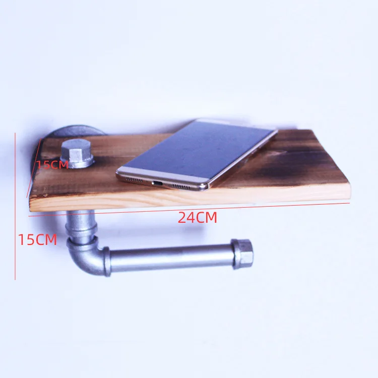 Iron Art Pipe Storage Shelf Wall Paper Towel Rack Bathroom Wall Mount Toilet Storage Organizing Storage Shelf