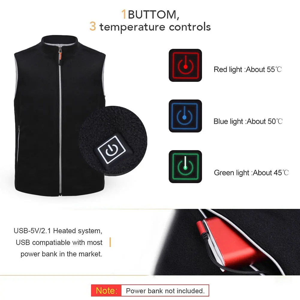Baratos 2019 nuevo invierno USB Chaleco de calentamiento infrarrojo ropa térmica eléctrica chaleco para mujeres hombres al aire libre Camping ciclismo