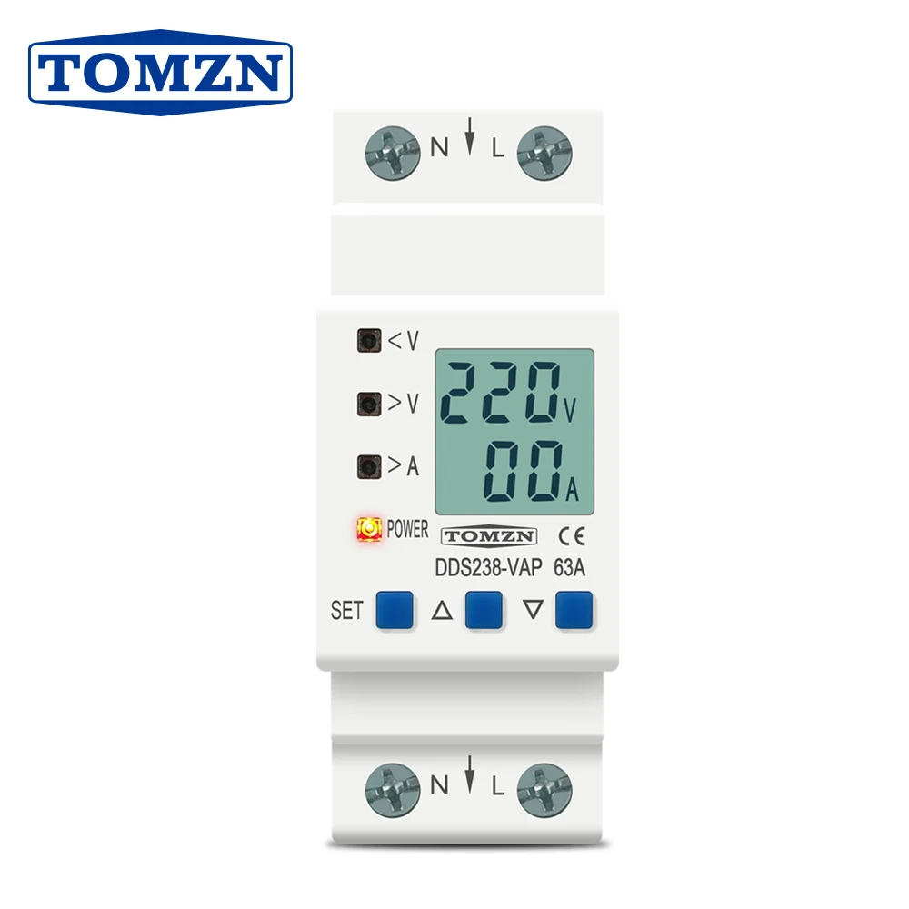 63A 220V Din Rail Réglable Sur Tension et Sous Tension Dispositif