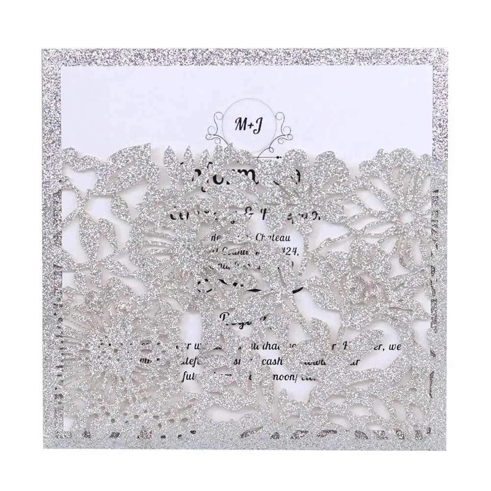  10PCs European Style Bag - Style Invitations Infrared Hollow Invitations Powdered Glitter Invitatio - 4.00033E+12