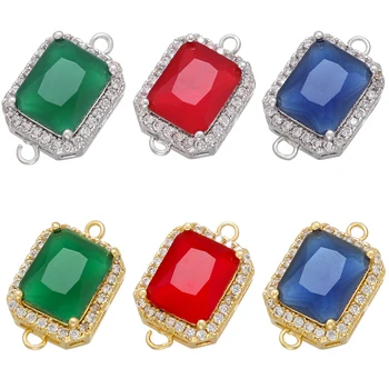 

ZHUKOU CZ gold/silver color vintage glass connector for DIY women necklace bracelet jewelry making accessories supplies VS462