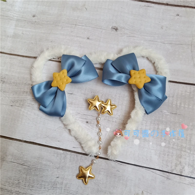 Classical Blue KC милый медведь уши резинки для волос украшения для волос бабочка Лолита японские девушки животные уши аксессуары для волос - Цвет: Classical Blue