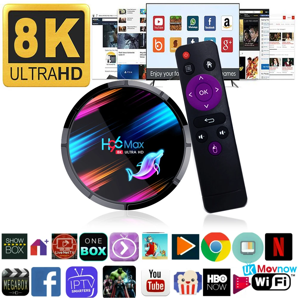 ТВ-приставка H96 Max X3 Android 9 0 8K 64-битный четырехъядерный Amlogic S905X3 x 4K 24 fps 2K 30fps 4G 128G