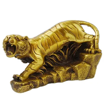 

Chinese Style Tiger Art Sculpture Chinese Zodiac Tiger Statue Animals Figurine Brass Art&Craft Home Feng Shui Decoration R2649