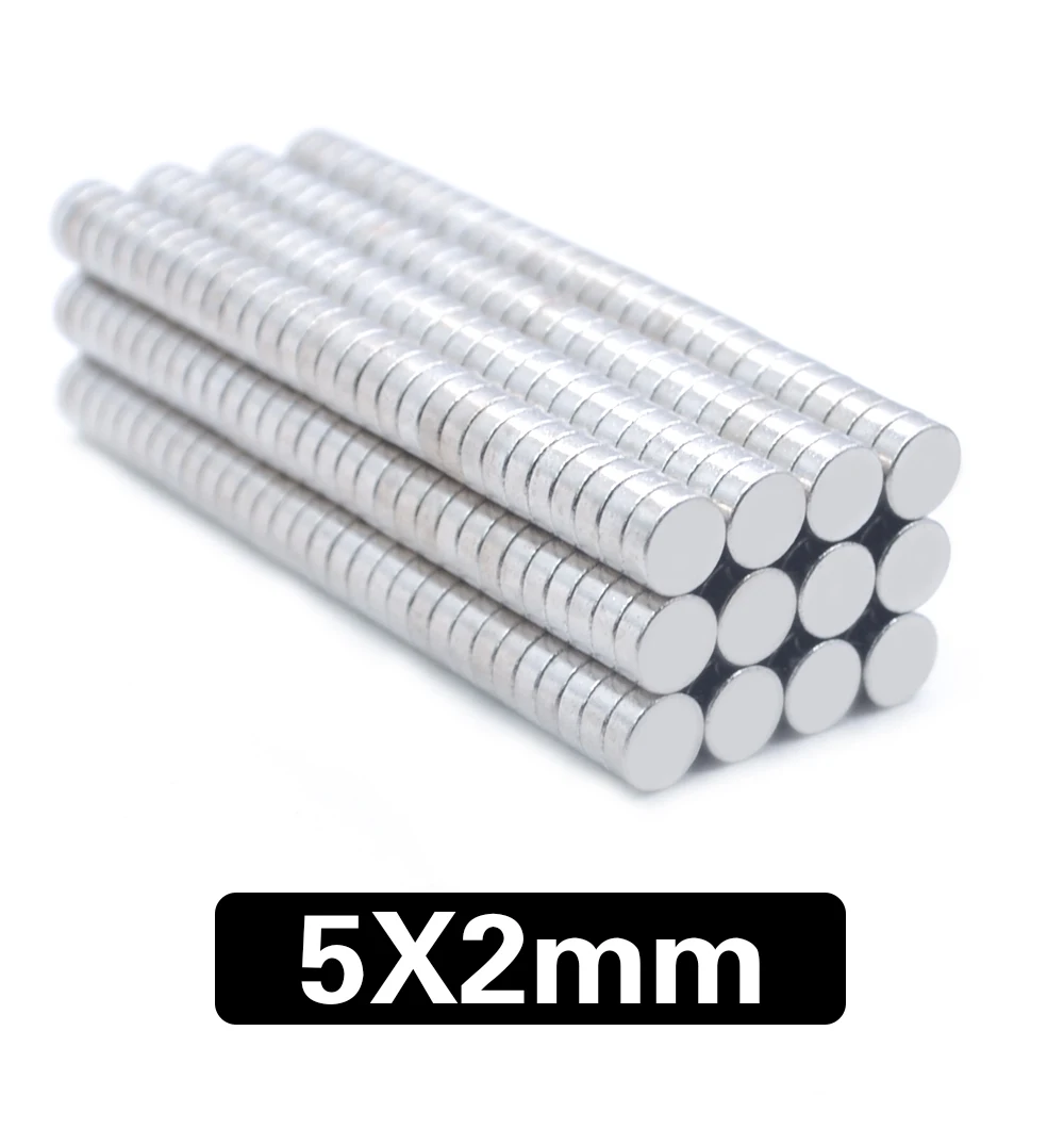 100/200 pcs Mini Neodymium Magnet 5x2mm N35 Small Round Super Strong, Powerful Magnetic Magnet Disc for Craft Gallium Metal