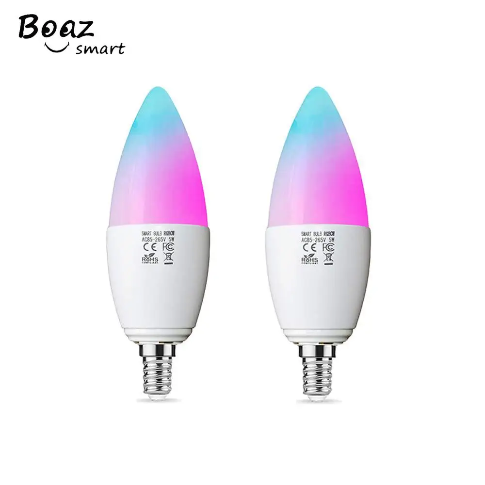 5PCS Boaz Wifi светильник-свеча E12 E14 E26 E27 теплый белый с регулируемой яркостью Голосовое управление от Alexa Google домашняя красочная лампа для комнатной комнаты - Испускаемый цвет: 5PCS