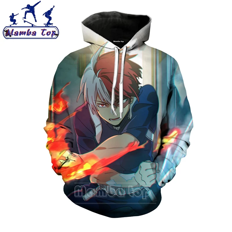 3D Print Anime My Hero Academia Hoodies Fashion Women Sweatshirt Todoroki Shouto Cartoon Hoody Cute Men's Hooded Sportswear E017 | Мужская