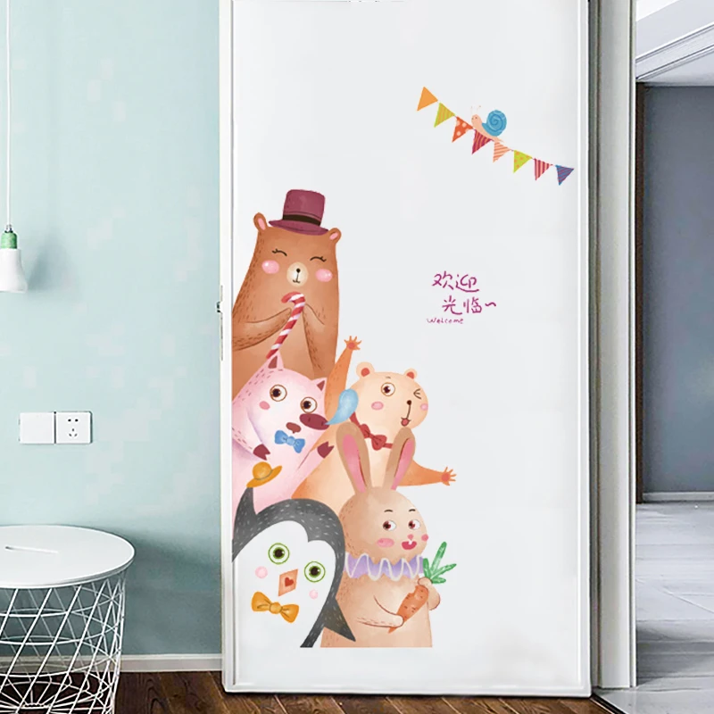 Wall Stickers Cute Funny Cartoon Cat Dog Door Decoration Children's Room Home