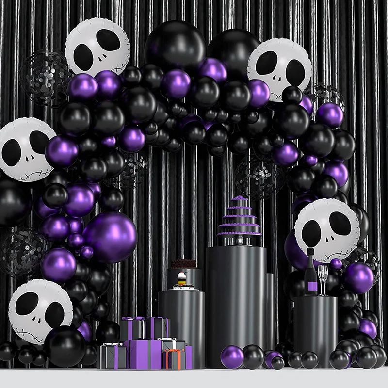 Halloween balão arco balão preto roxo lantejoulas