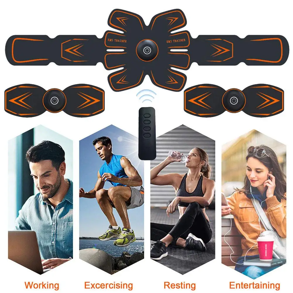 ABS стимулятор фитнес оборудование мышцы брюшной тренировки ремень USB пульт дистанционного управления с перезарядкой Смарт фитнес для мышц пресса стикер