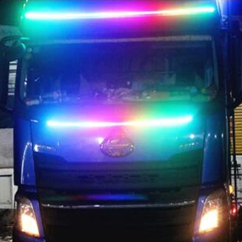 

1 Set Of 240CM LED 24V Center Net Strip Trunk Light Strip Colorful Led Night Lights Brake Turn Signal Flow Lamp Light (Ice Blue)