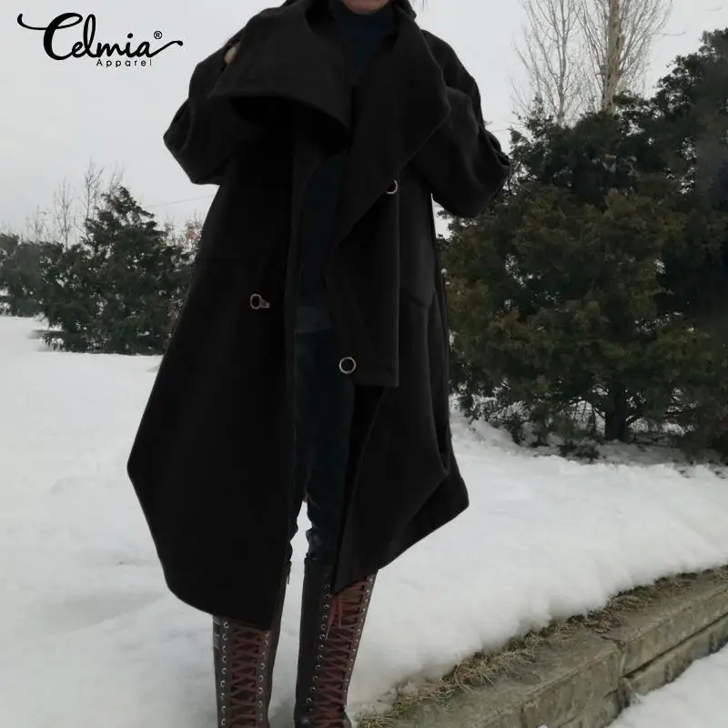 Very best  Plus Size Vintage Asymmetrical Jackets Women Autumn Winter Coats 2019 Celmia Female Turtleneck Casu