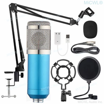Günstig Professional Studio Aufnahme Live Karaoke PC Singen Mikrofon Kondensator Blau Mikrofone Microfone Mit Shock Mount Schreibtisch Unterstützung