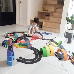 Crianças educacional aprendizagem tráfego brinquedos para crianças construção de estrada carro de brinquedo estrada expressway auto estrada flexível puzzle pista conjunto