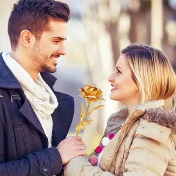 

1piece Rose Set Star Festival Valentine's Day Gift Gold Rose Base Artificial With Box Romantic Leaf With Decoration Gift Ro S2T9