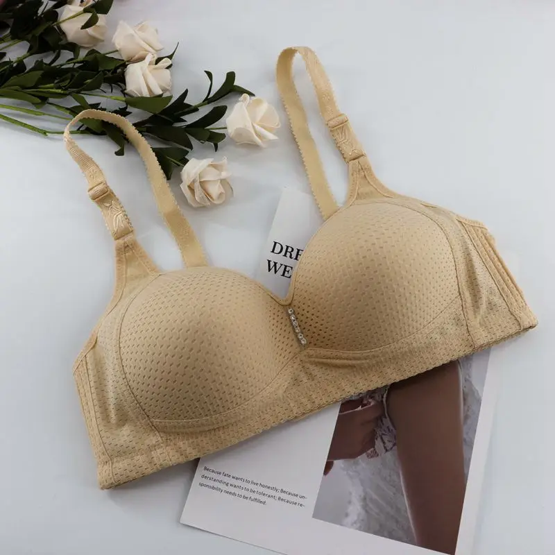 Plusgalpret Comfy Wireless Bra B C Cups Underwear Adjustable Full Cup Breathable Soft Bralette Lingerie Plus Size Bh 36-44 - Цвет: Khaki