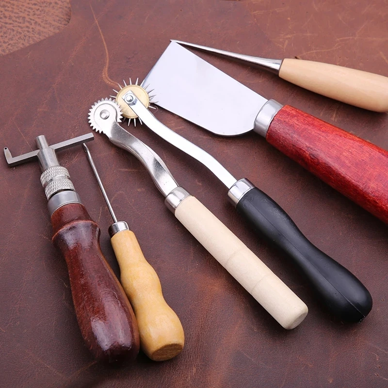Professional Leather Craft Tools Kit Hand Sewing Stitching Punch Carving Work Saddle Set Accessories DIY Tool Set leather tools,leather craft tool kit,leather craft tools