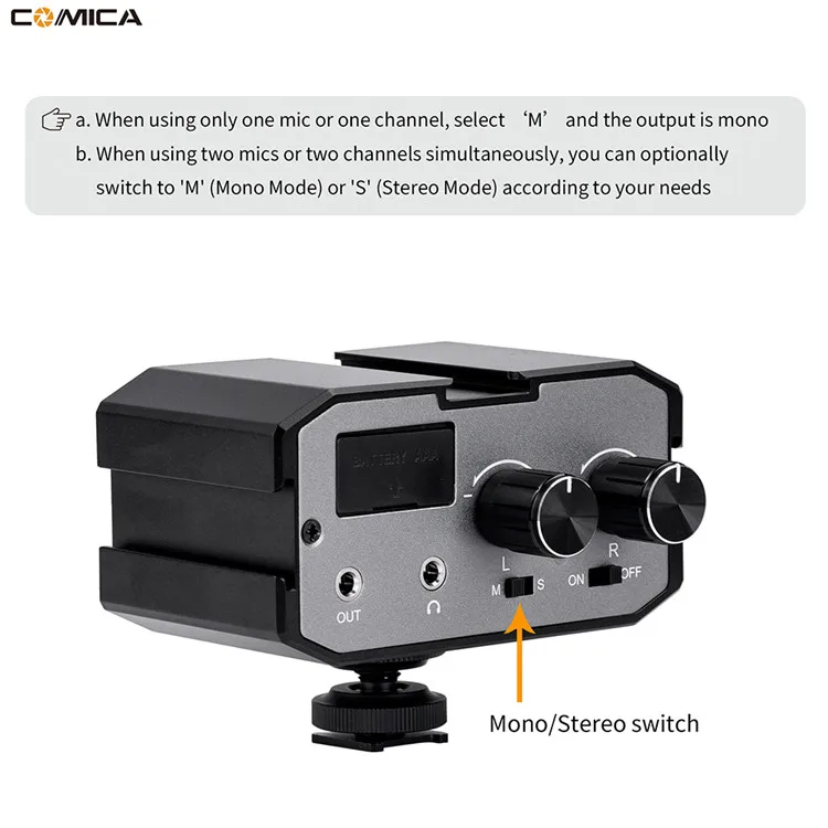 Comica CVM-AX1 моно стерео аудиопереходник Адаптерный микрофон для DSLR Canon EOS T6 Nikon D3300 ual усилитель каналов 3,5 мм Jack