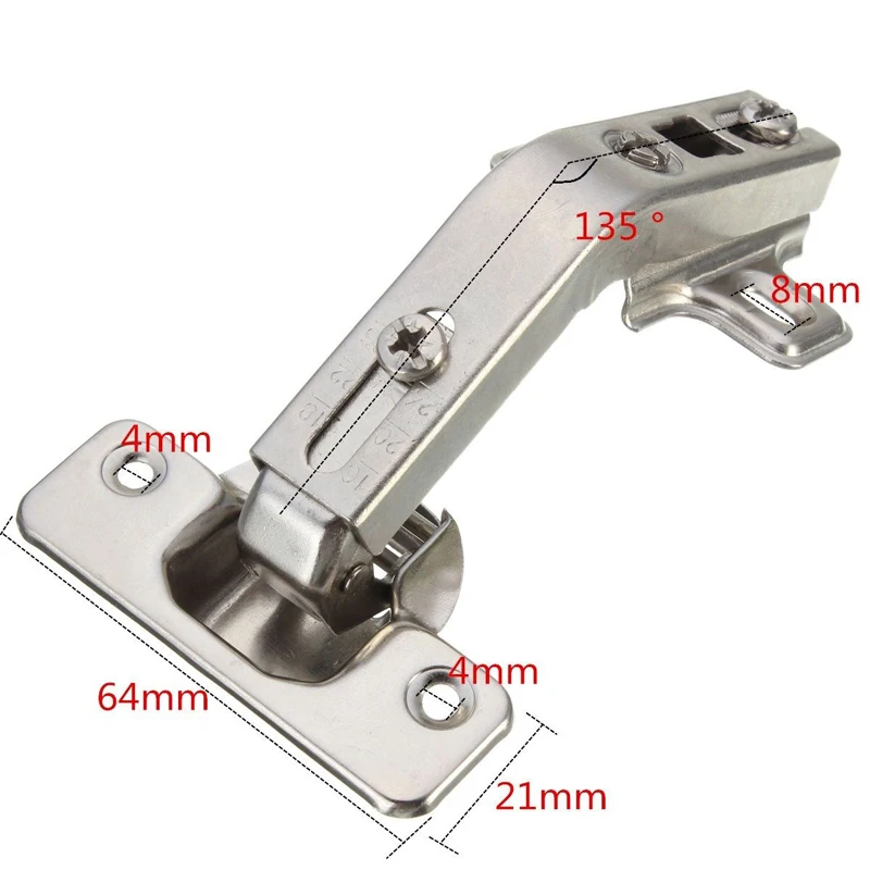 135 Degree Concealed Hinges Corner Folded Cabinet Cupboard Furniture Hinges Bridge Shaped Door Hinge with Screws Hardware Tool