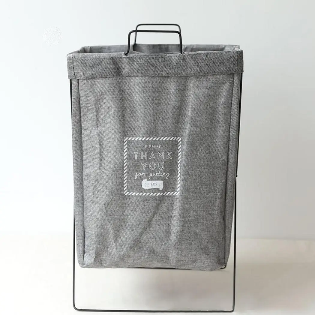 Home Fashion Metal Bracket Foldable Laundry Letter Clothes Storage Blue/Gray Square Basket