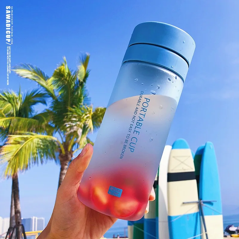 600ml-blue Милые матовые бутылки с веревкой, раздел для чая, напиток, фруктовая вода, герметичные бутылки, портативные шейкеры высокой емкости, спортивные уличные чашки - Цвет: 600ml-blue