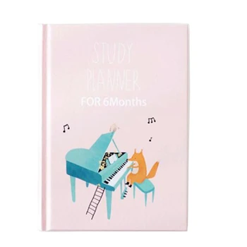 

Cute Cartoon Study Planner Notebook with Color Page Student 6 Months Plan Diary Wish Goal List Notepad School Stationery Gift
