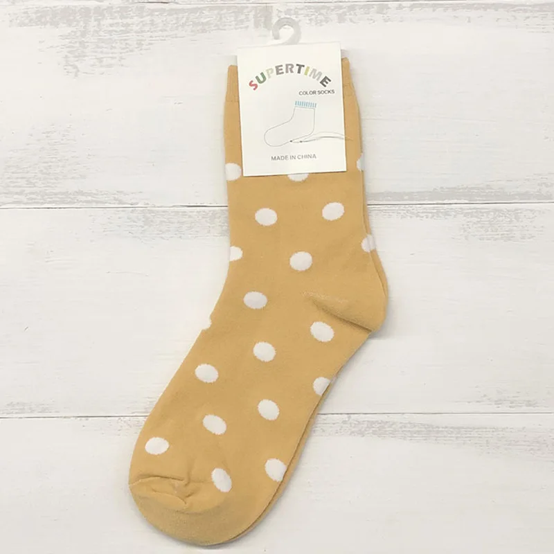 6 цветов, женские милые хлопковые носки в горошек новые весенние винтажные уличные носки в стиле Харадзюку для девочек и женщин хлопковые носки в горошек
