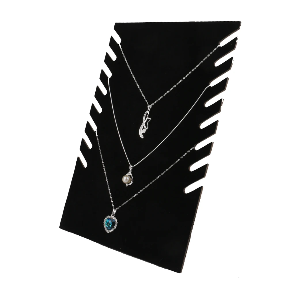 Black Velvet Jewelry Chain Necklace Pendant Jewelry Display Stand Holder Showcase 28 x 19.1 x 0.3cm