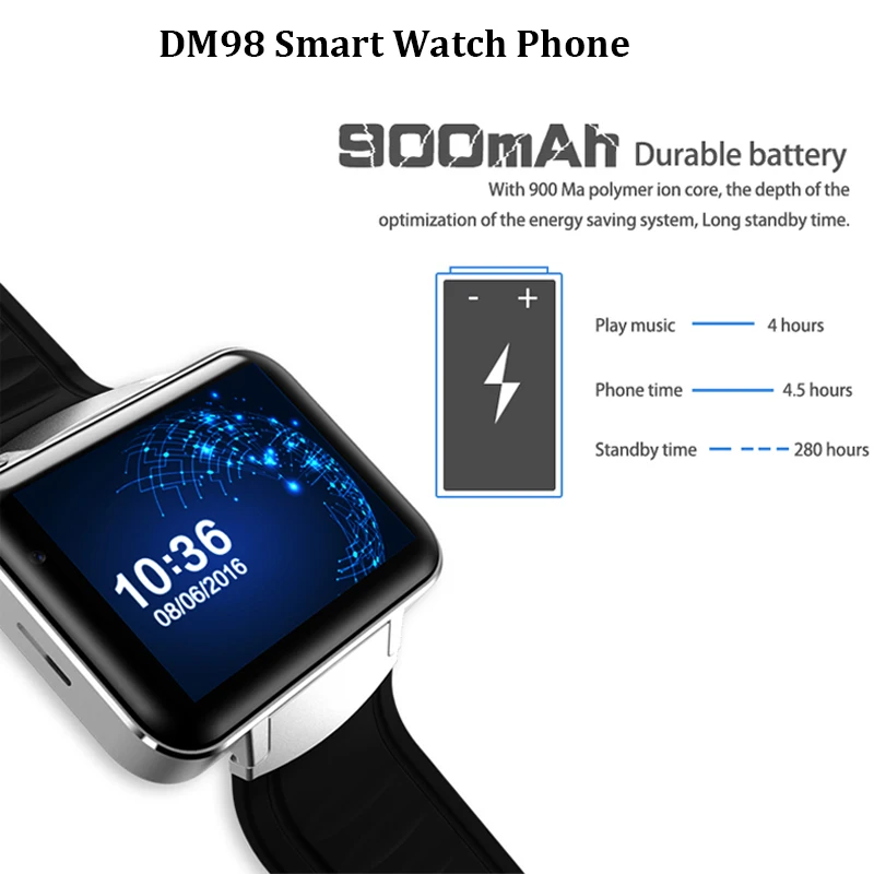 Смарт-часы DeaGea DM98 3g, Android, умные часы с камерой, Bluetooth, Wifi, gps, часы, sim-карта, видео вызов, наручные часы, сотовый телефон