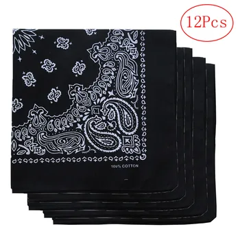 

12Pc Pure Cotton New Tie-Dyed Headscarf Paisley Scroll Bandanna Tie-Dyed Square reusable Cycling facemask Fashion Face Scarf