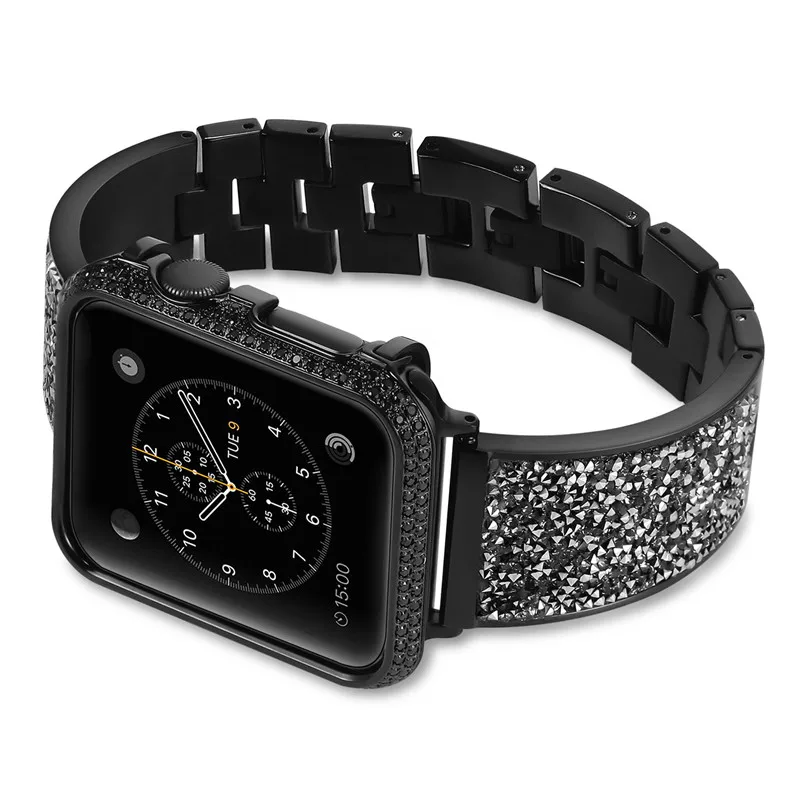 Стразы, ремешок с бриллиантом, чехол для Apple Watch, ремешок 42 мм, 44 мм, 40 мм, 38 мм, женский браслет для iWatch, ремешок серии 5, 4, 3, 2, 1