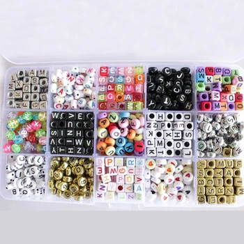 

Acrylic Alphabet Jewelry Making Craft DIY Bracelet Key Chain Round Necklaces Colorful Letters Beads Kit Square Toy