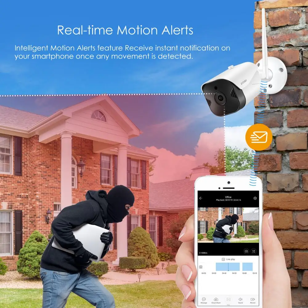 ZOSI HD 2MP Wifi IP камера 1080P Беспроводная CCTV цилиндрическая камера наблюдения наружная двухсторонняя аудио камера безопасности облачный сервис