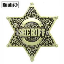 Mens' Belt Buckle 40mm Vintage Hexagon Sheriff Star Replaceable Western Buckles For Cowboy Cowgirl Men