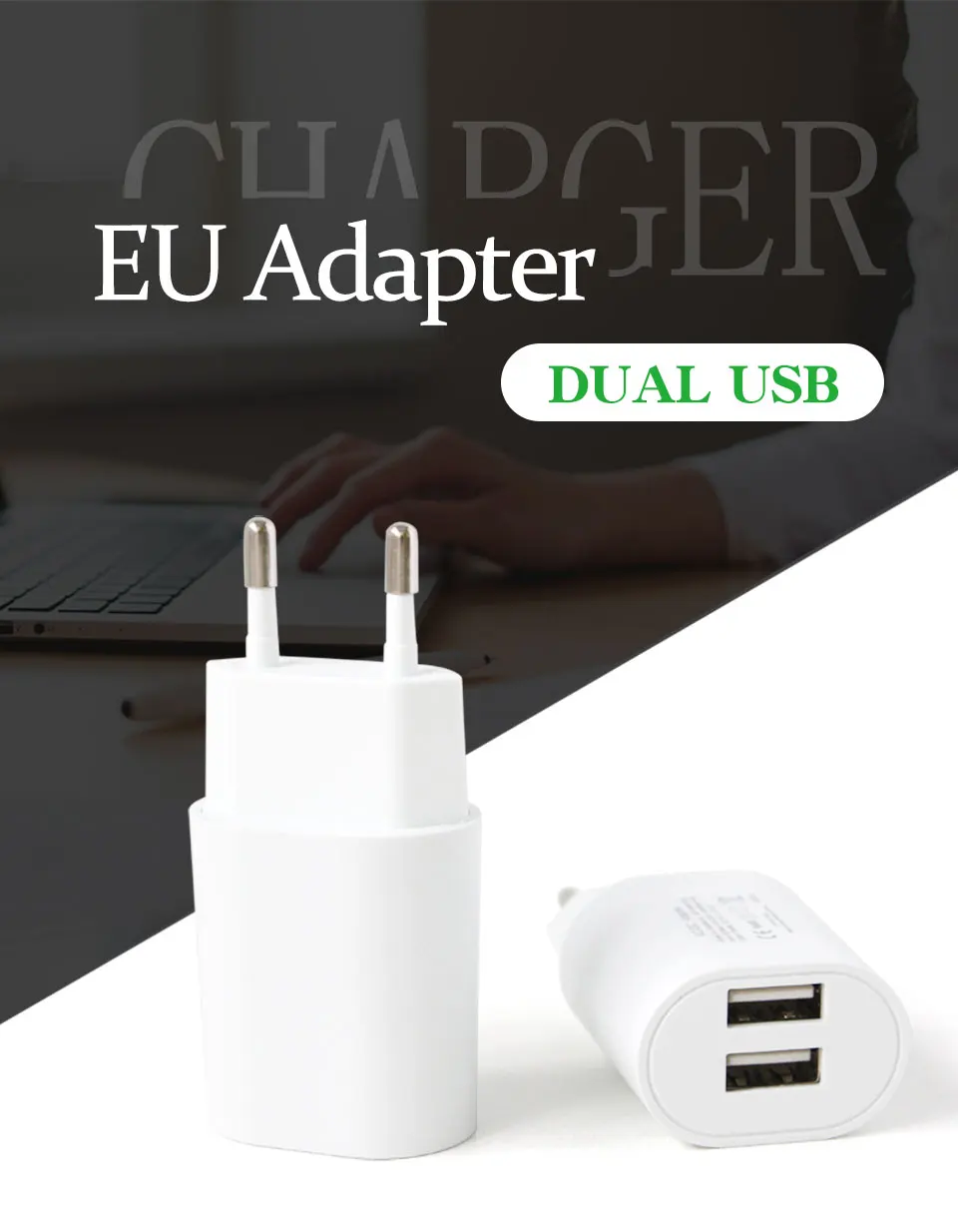 Европейская электрическая розетка, двойной USB интерфейс, сертификат безопасности, дорожный настенный адаптер, вилка 5V2. 4A, зарядное устройство для смартфонов, планшетов